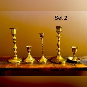 5 Brass Candle holders Set #2